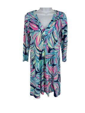Lilly Pulitzer Long Sleeve Amina Dress High Tide Dancing Lady Women's Size XS